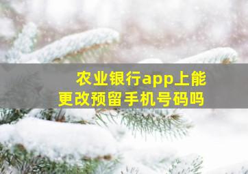 农业银行app上能更改预留手机号码吗