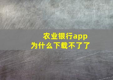 农业银行app为什么下载不了了