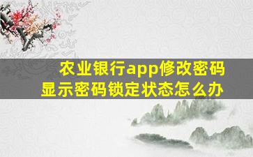 农业银行app修改密码显示密码锁定状态怎么办