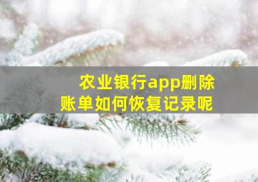 农业银行app删除账单如何恢复记录呢