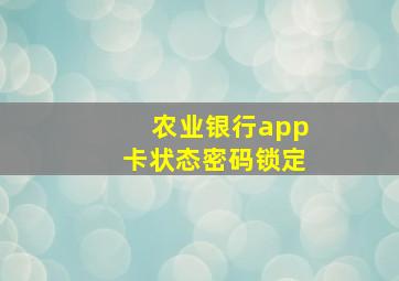 农业银行app卡状态密码锁定