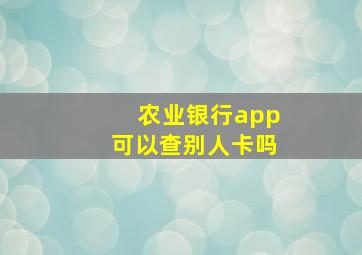 农业银行app可以查别人卡吗