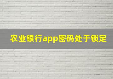 农业银行app密码处于锁定