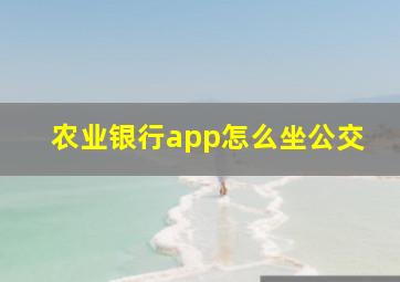 农业银行app怎么坐公交