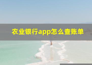 农业银行app怎么查账单