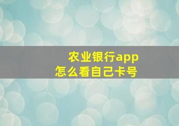 农业银行app怎么看自己卡号