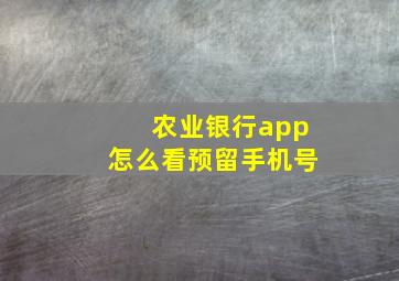 农业银行app怎么看预留手机号