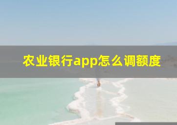 农业银行app怎么调额度