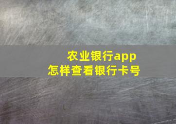 农业银行app怎样查看银行卡号