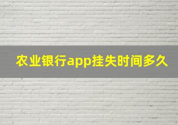 农业银行app挂失时间多久