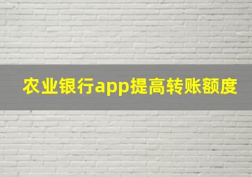 农业银行app提高转账额度