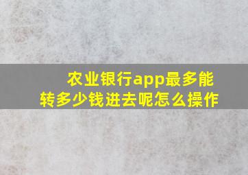 农业银行app最多能转多少钱进去呢怎么操作