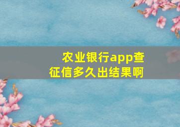 农业银行app查征信多久出结果啊