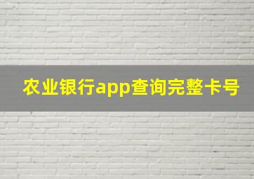 农业银行app查询完整卡号