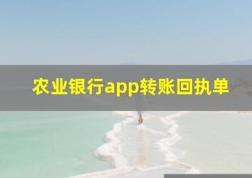 农业银行app转账回执单