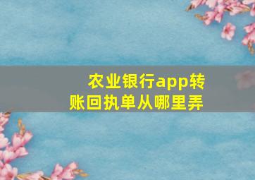 农业银行app转账回执单从哪里弄