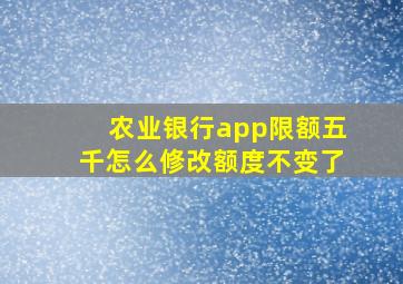 农业银行app限额五千怎么修改额度不变了