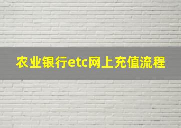 农业银行etc网上充值流程