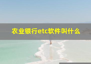 农业银行etc软件叫什么