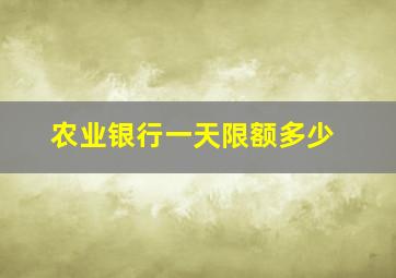 农业银行一天限额多少