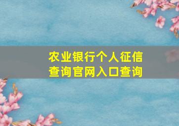 农业银行个人征信查询官网入口查询