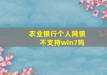 农业银行个人网银不支持win7吗