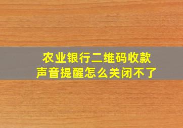 农业银行二维码收款声音提醒怎么关闭不了