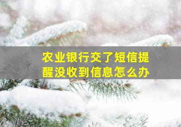 农业银行交了短信提醒没收到信息怎么办