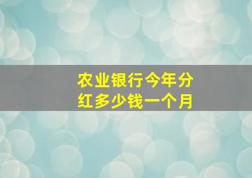 农业银行今年分红多少钱一个月