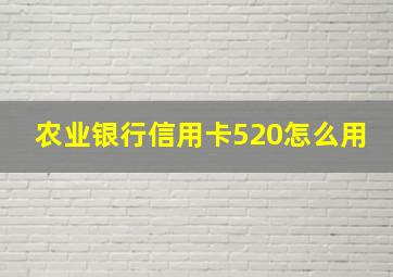 农业银行信用卡520怎么用