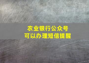 农业银行公众号可以办理短信提醒