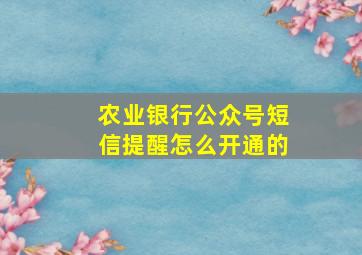 农业银行公众号短信提醒怎么开通的