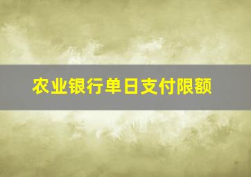 农业银行单日支付限额