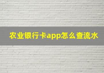 农业银行卡app怎么查流水