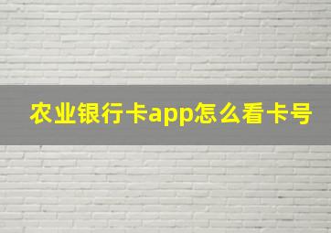 农业银行卡app怎么看卡号