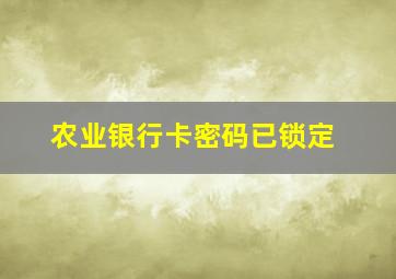 农业银行卡密码已锁定