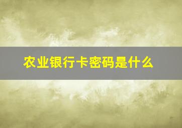 农业银行卡密码是什么