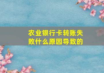 农业银行卡转账失败什么原因导致的