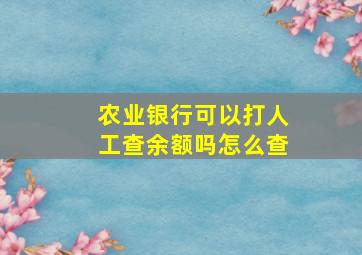 农业银行可以打人工查余额吗怎么查