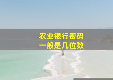 农业银行密码一般是几位数