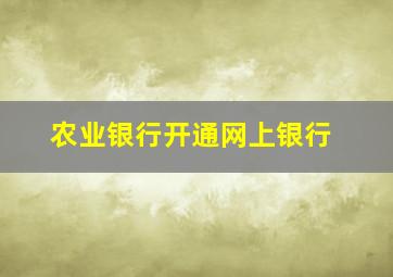 农业银行开通网上银行