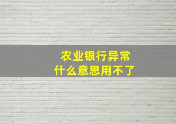 农业银行异常什么意思用不了