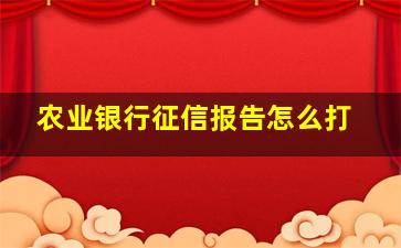 农业银行征信报告怎么打