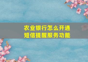 农业银行怎么开通短信提醒服务功能