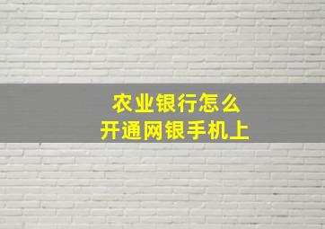 农业银行怎么开通网银手机上