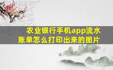 农业银行手机app流水账单怎么打印出来的图片