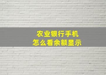 农业银行手机怎么看余额显示