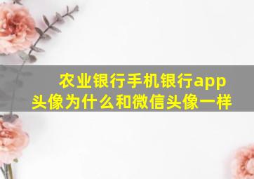 农业银行手机银行app头像为什么和微信头像一样