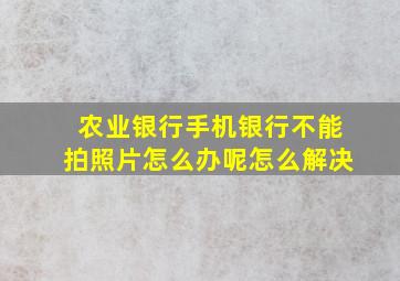 农业银行手机银行不能拍照片怎么办呢怎么解决