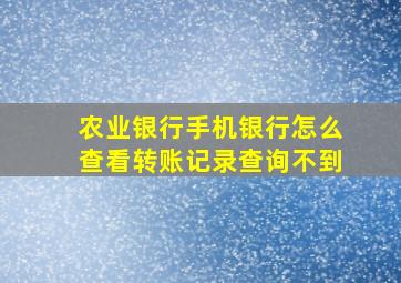 农业银行手机银行怎么查看转账记录查询不到